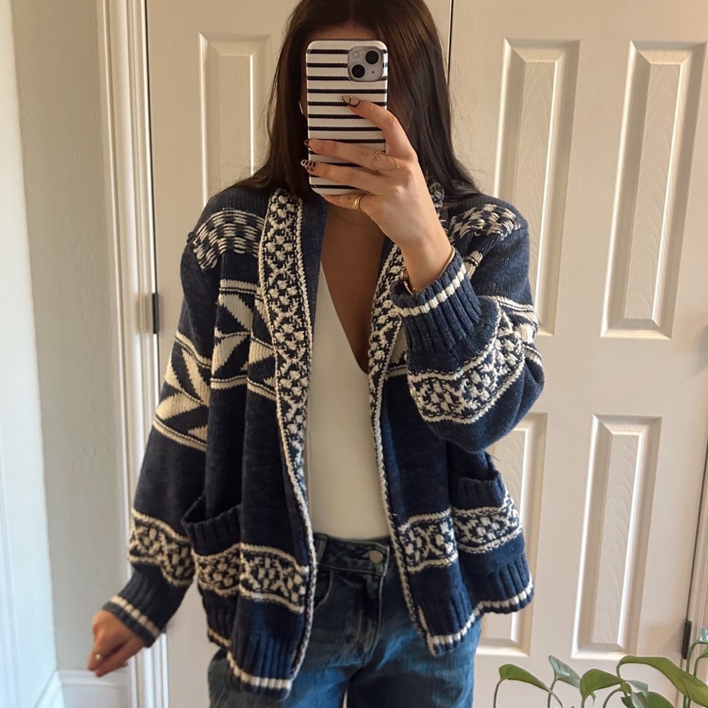 Polo by Ralph Lauren Geo-Stripe Cotton-Linen Cardigan - Picture 2 of 8